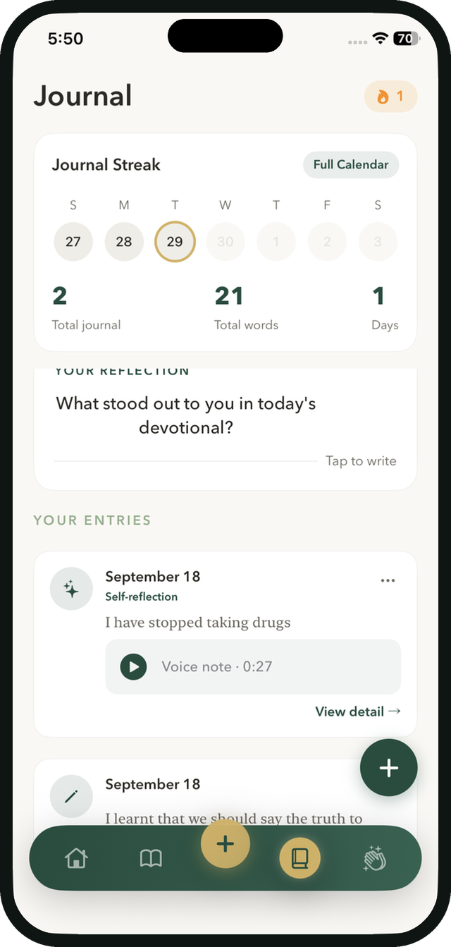 Journal screen