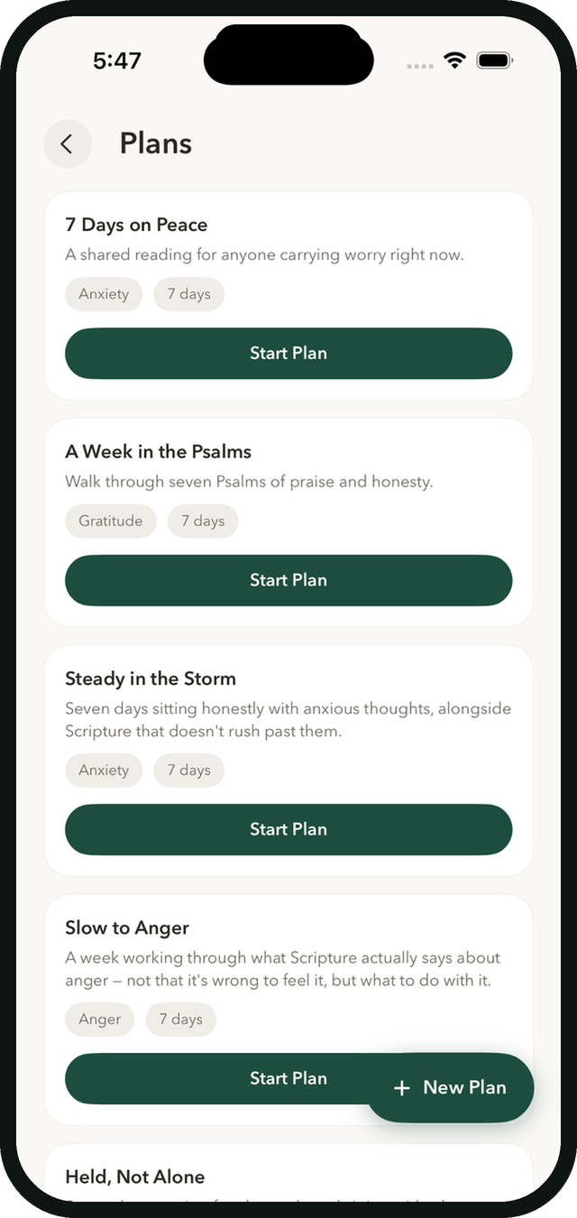 Plans screen